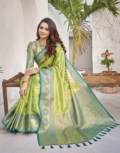 Green Jacquard Organza Saree