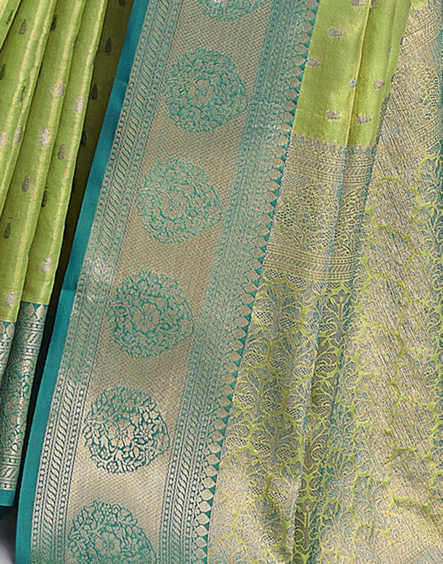 Teal Blue Jacquard Organza Saree