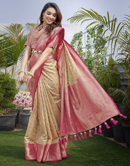 Rani Pink Jacquard Organza Saree