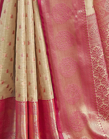 Rani Pink Jacquard Organza Saree