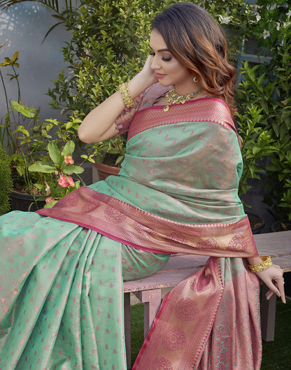 Rani Pink Jacquard Organza Saree