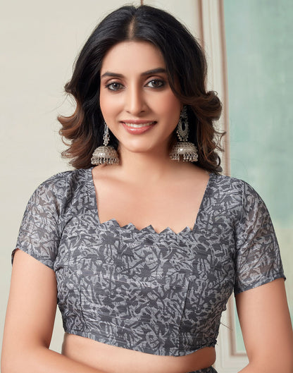 Black Printed Georgette Saree