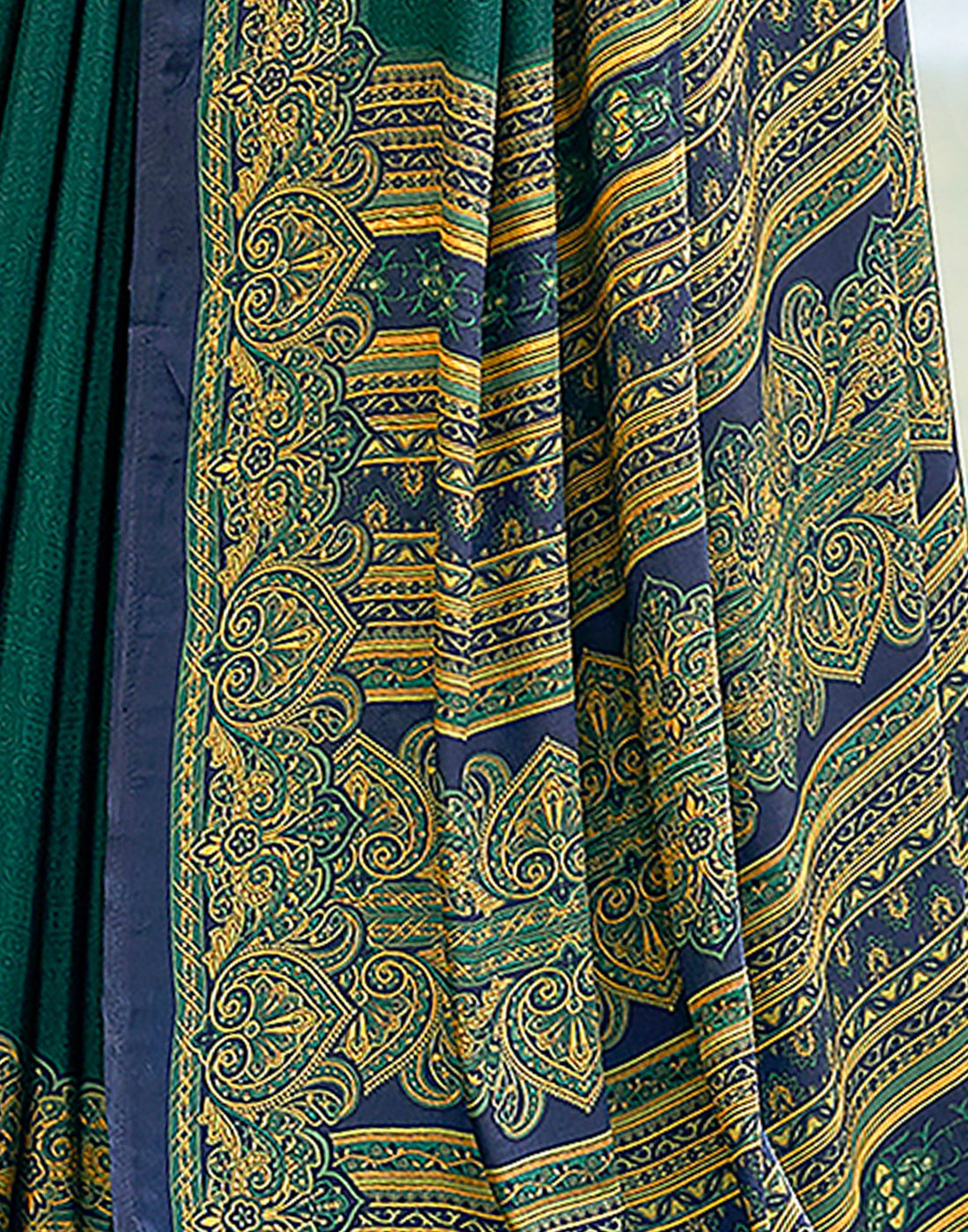 Green Printed Silk Saree