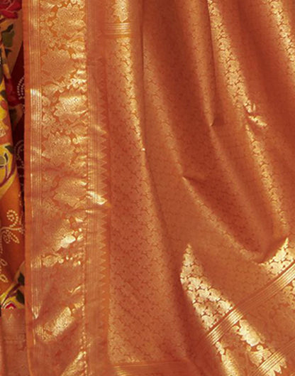 Mustard Printed Silk Saree