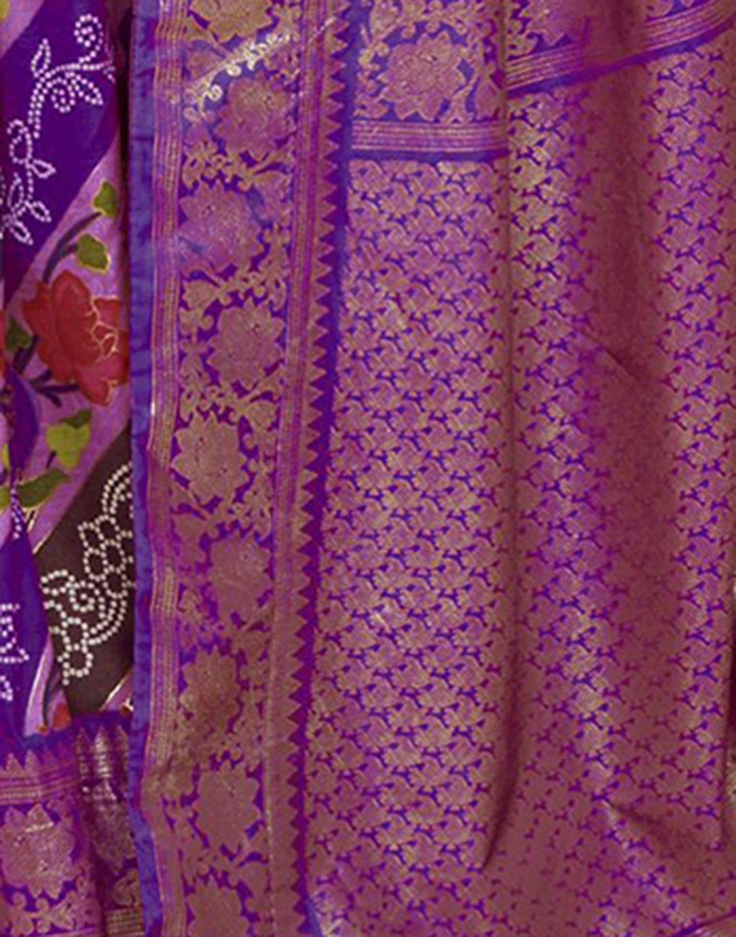 Purple Printed Silk Saree