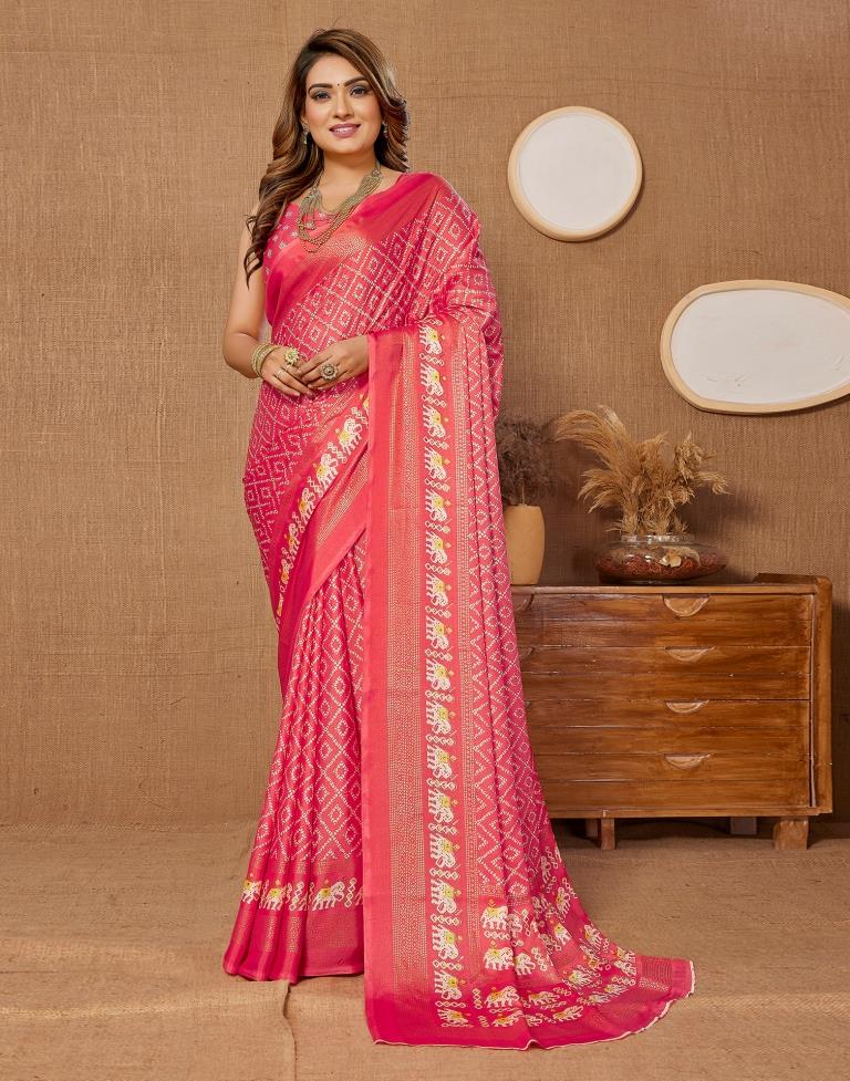 Pink Printed Saree