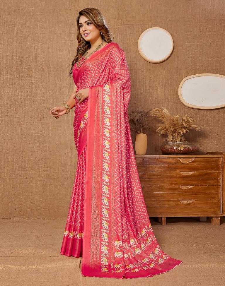 Pink Printed Saree