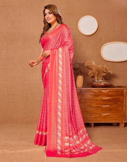 Pink Printed Saree