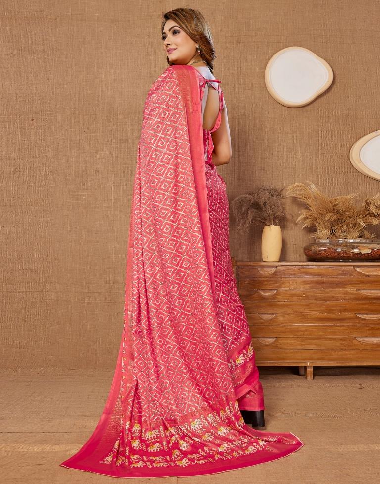 Pink Printed Saree