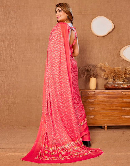 Pink Printed Saree