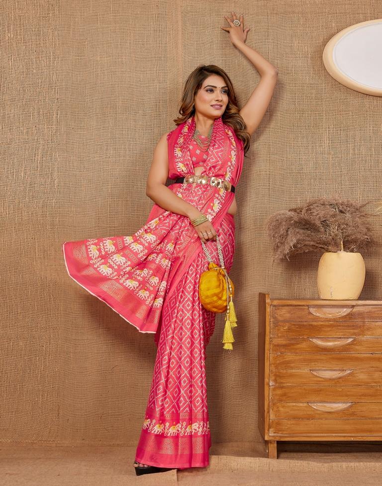 Pink Printed Saree