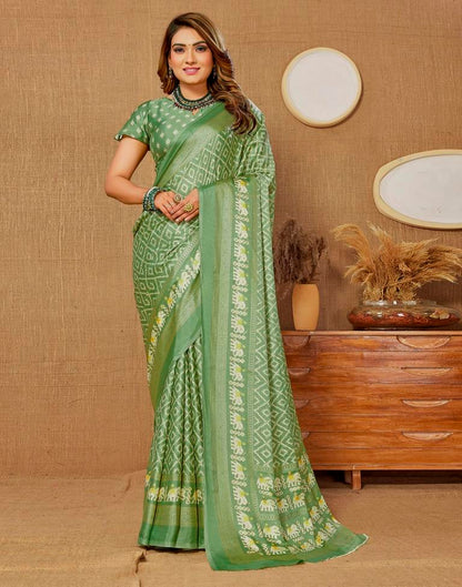 Pista Green Printed Saree