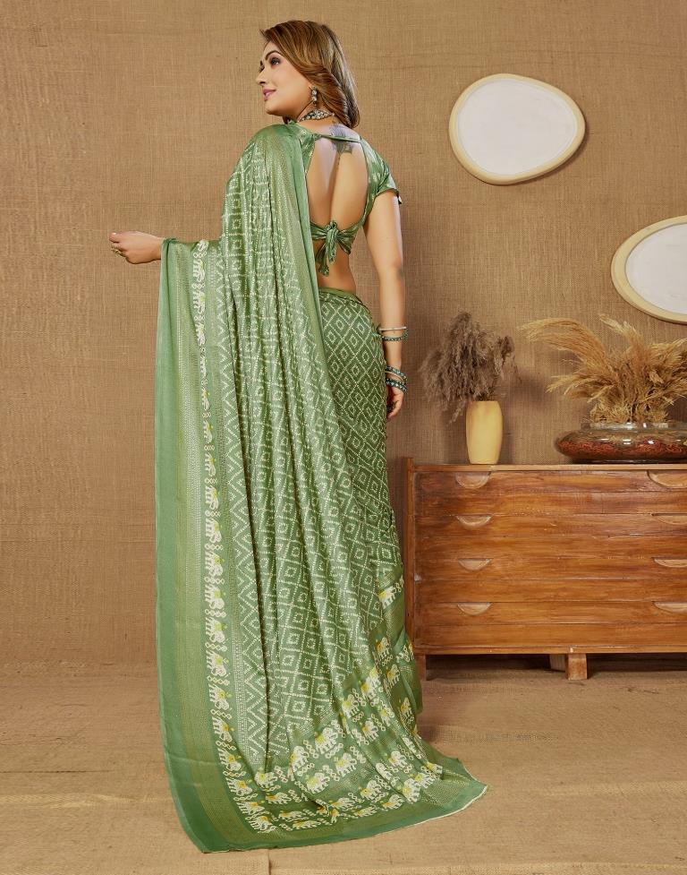 Pista Green Printed Saree