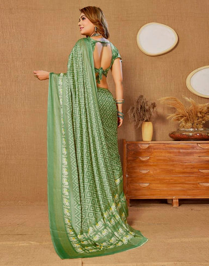 Pista Green Printed Saree