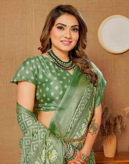 Pista Green Printed Saree