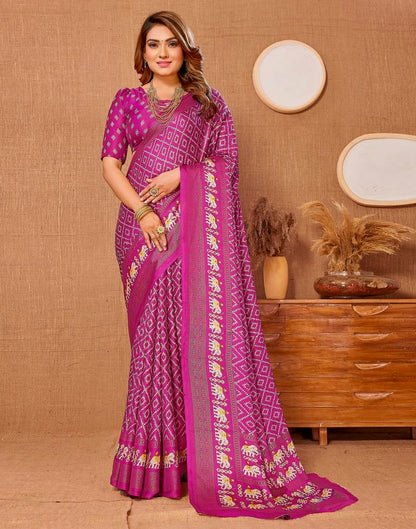 Deep Purple Printed Saree