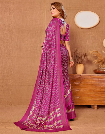 Deep Purple Printed Saree