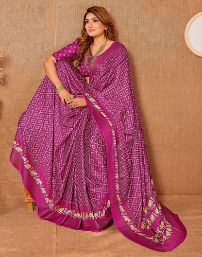 Deep Purple Printed Saree