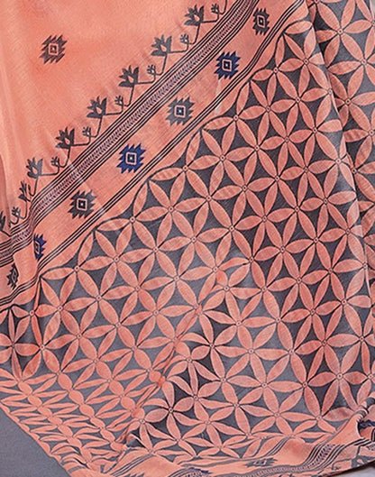 Peach  Silk Plain Saree