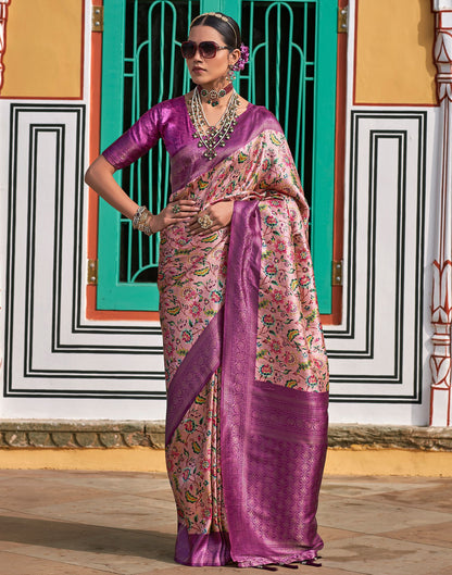 Light Purple Printed Silk Saree