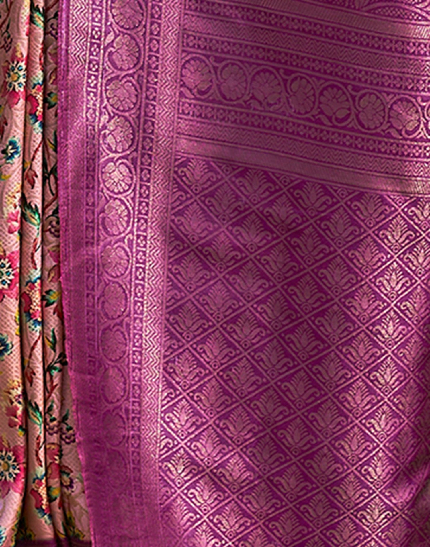 Light Purple Printed Silk Saree