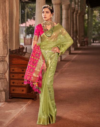 Light Green Jacquard Silk Saree