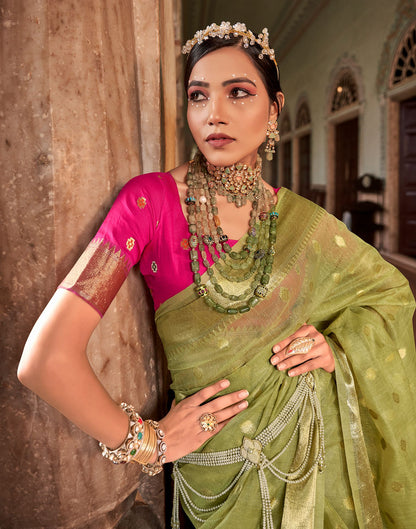 Light Green Jacquard Silk Saree