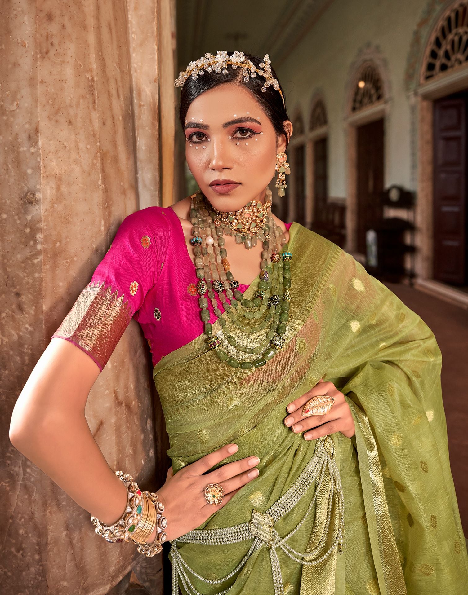 Light Green Jacquard Silk Saree