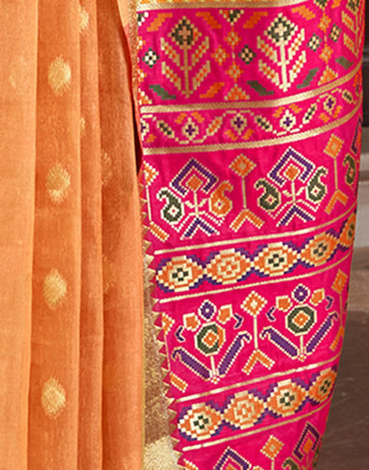 Light Peach Jacquard Silk Saree