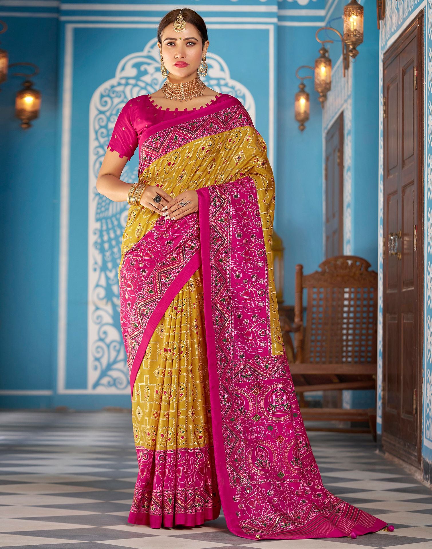 Musterd Printed Silk Saree – Sudathi