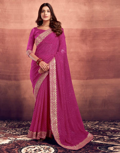 Pink Plain Gergette Saree