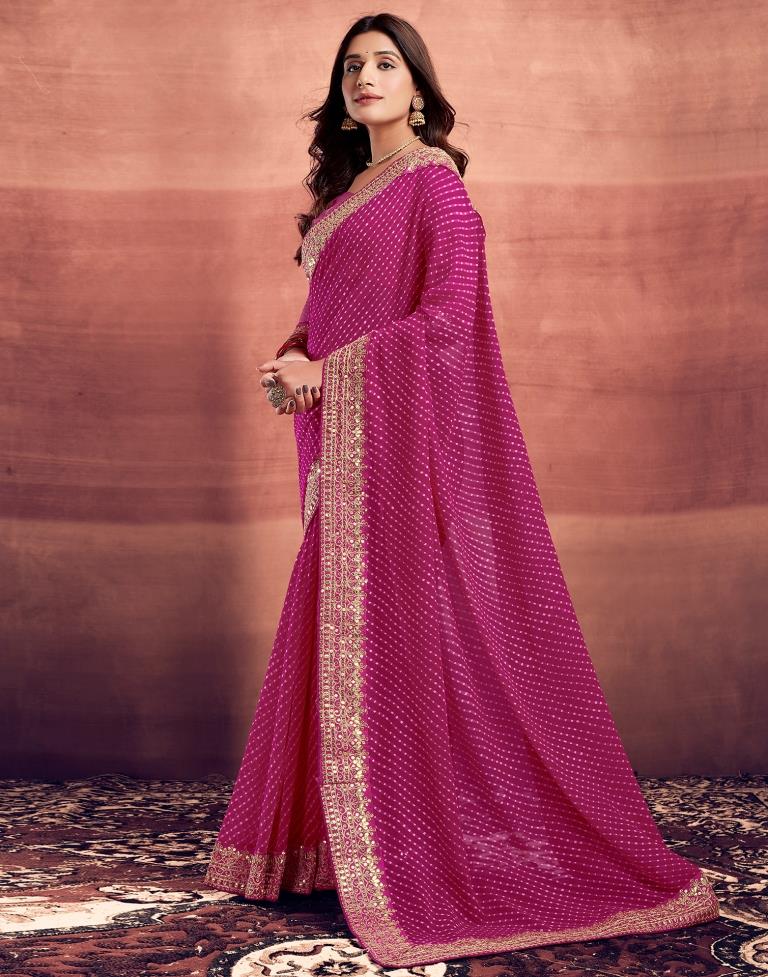 Pink Plain Gergette Saree