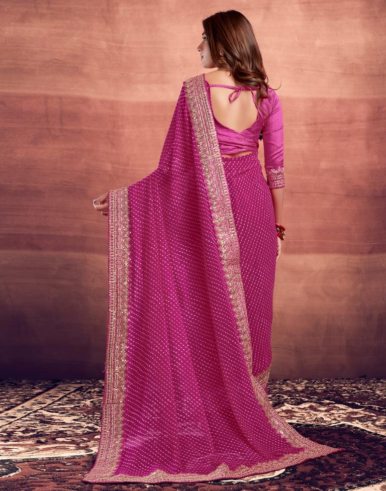 Pink Plain Gergette Saree