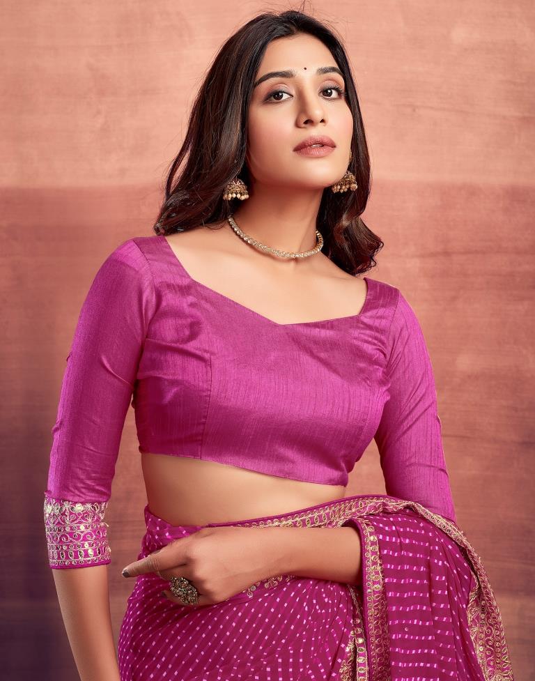 Pink Plain Gergette Saree