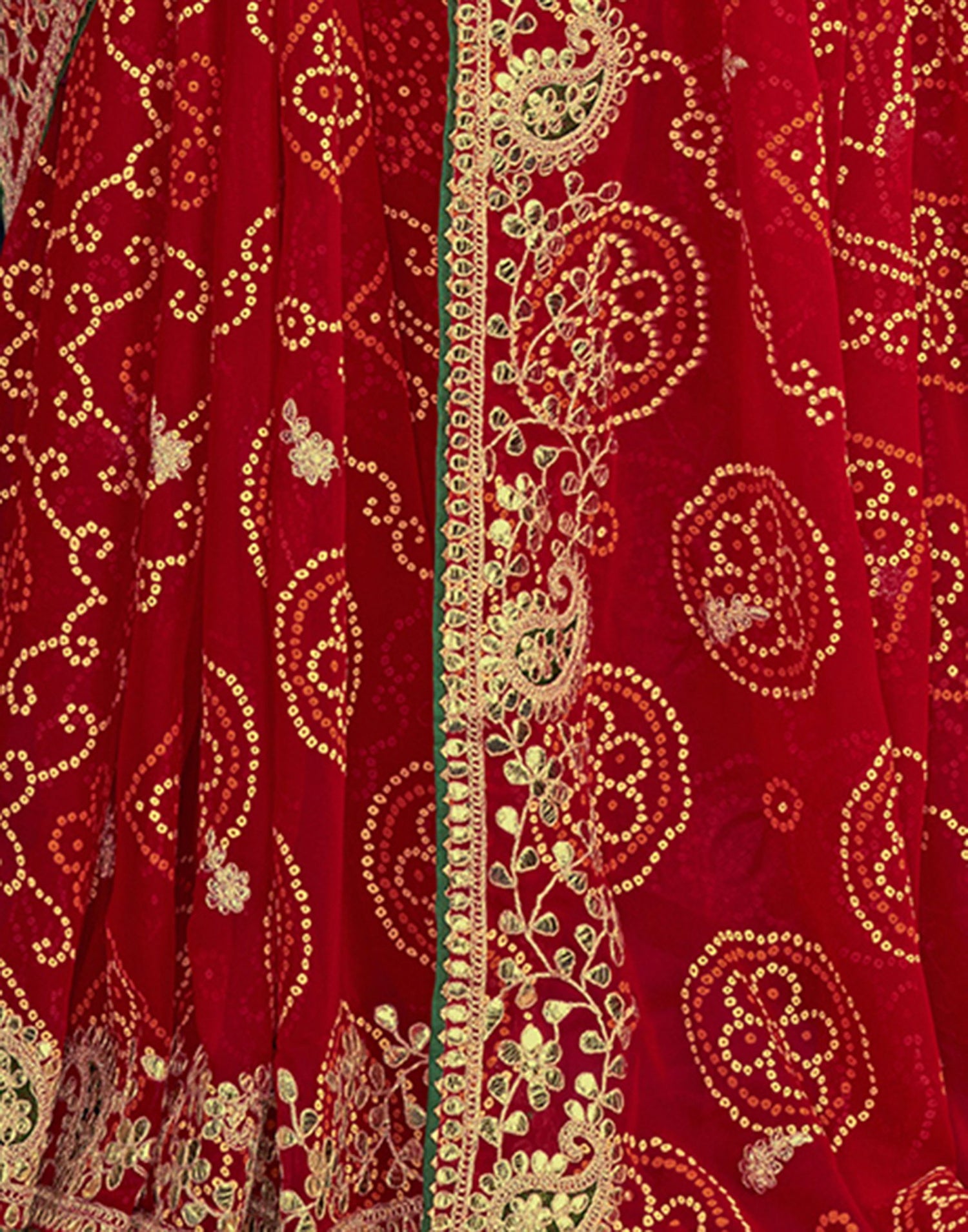 Red Embroidery Gergette Saree