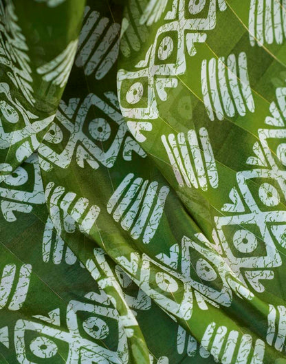 Olive Green Printed Cotton Saree