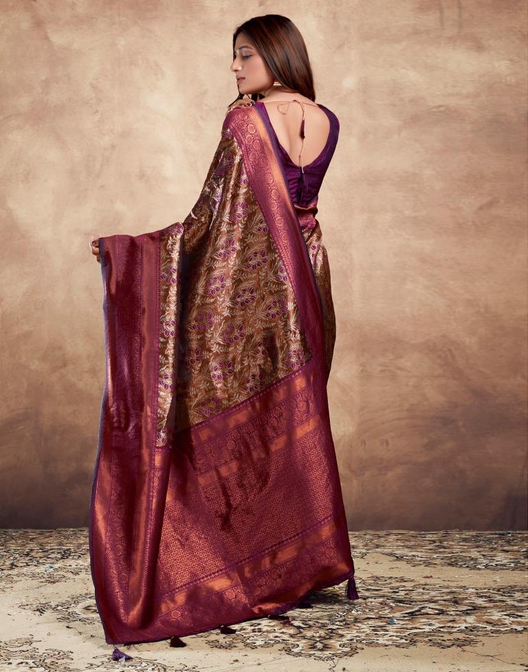 Deep Purple Silk Woven Saree