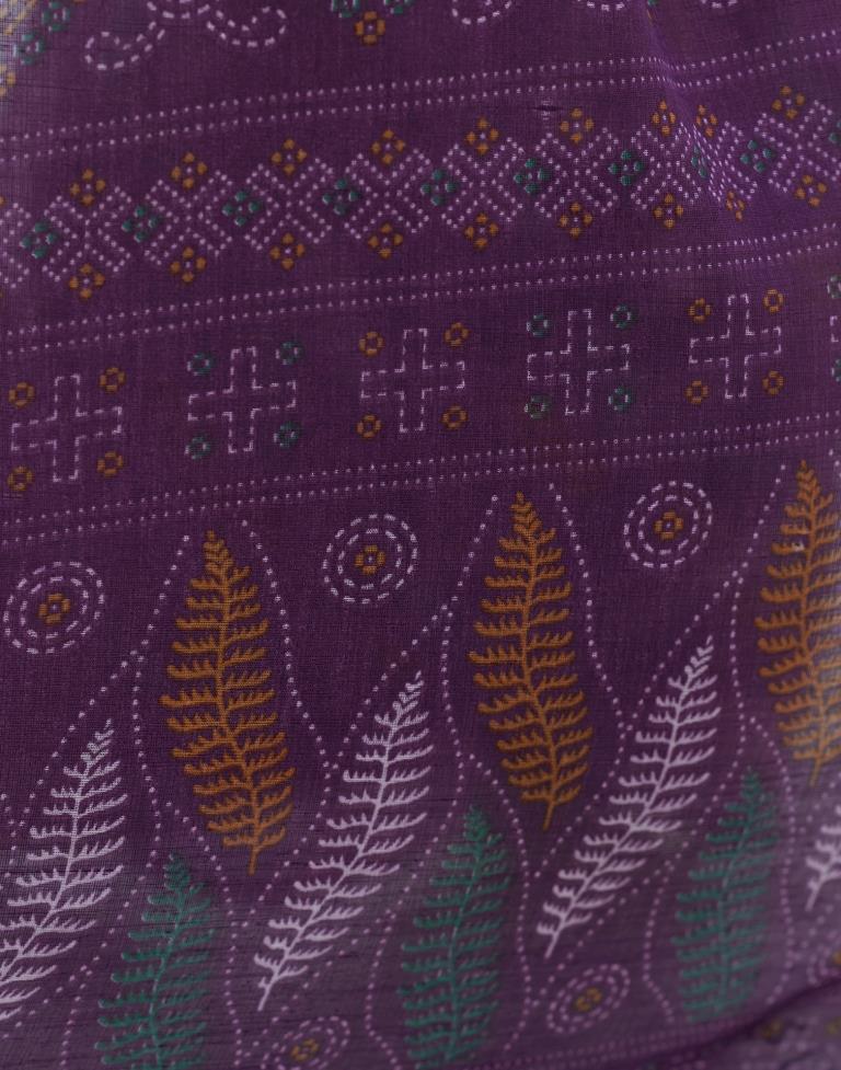 Deep Purple Printed Cotton Saree