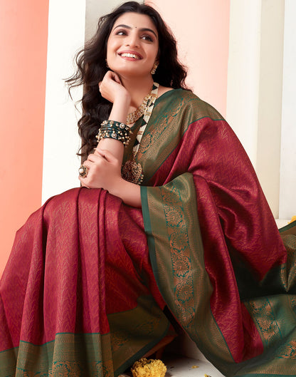 Dark Maroon Jacquard Silk Saree