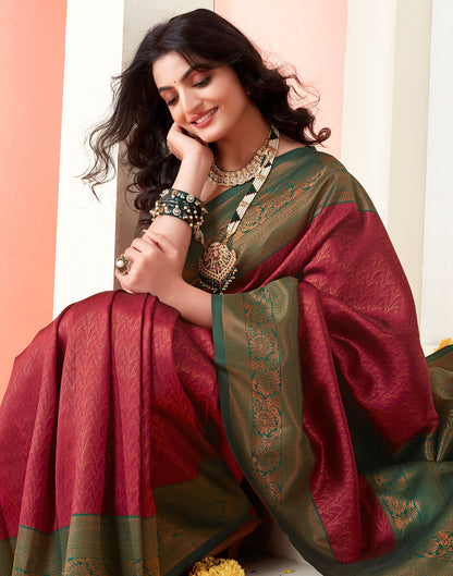 Dark Maroon Jacquard Silk Saree