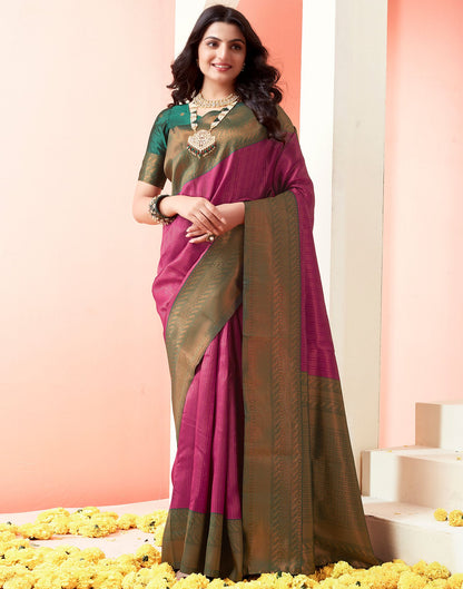 Dark Green Jacquard Silk Saree