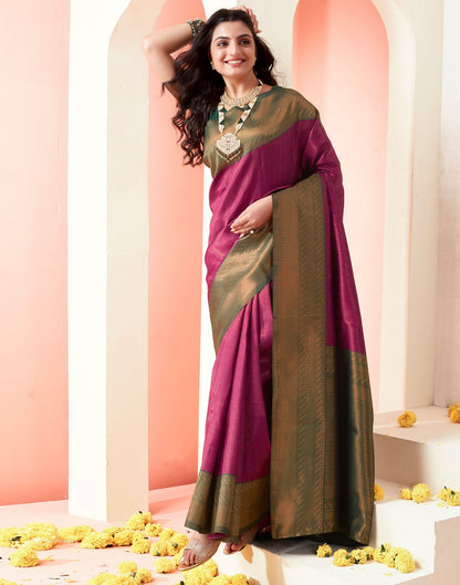 Dark Green Jacquard Silk Saree