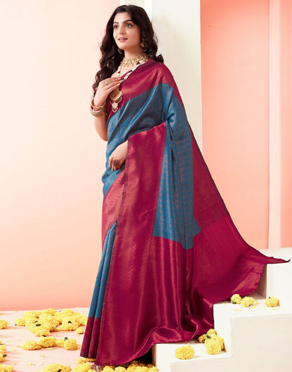 Wine Jacquard Silk Saree