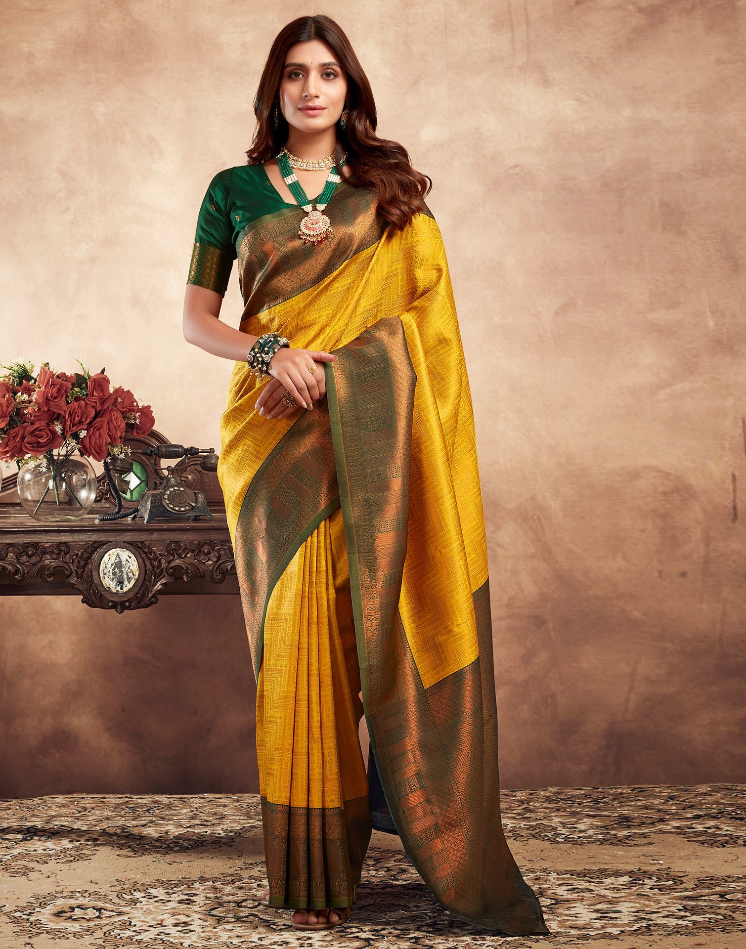 Turmeric Jacquard Silk Saree