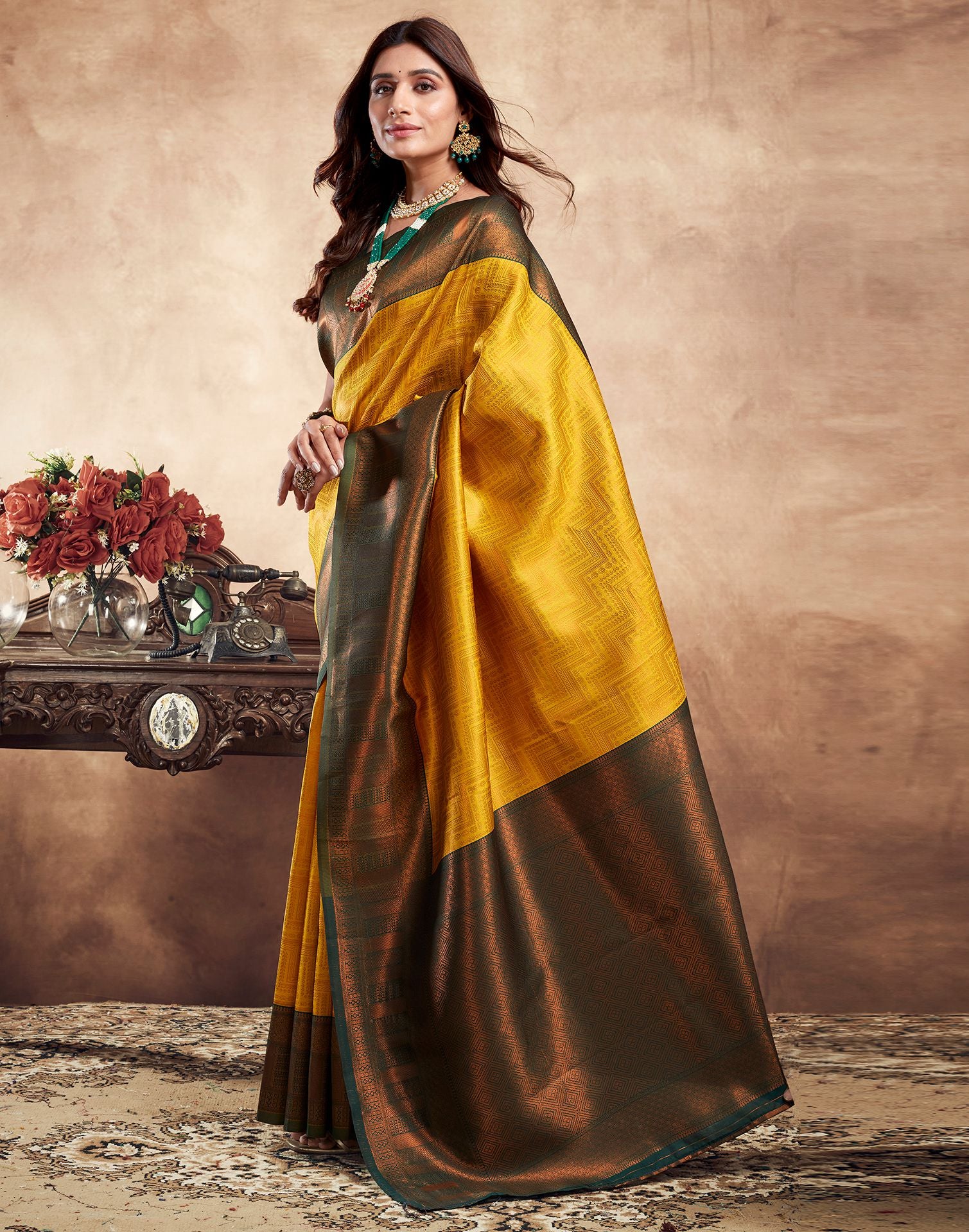 Turmeric Jacquard Silk Saree