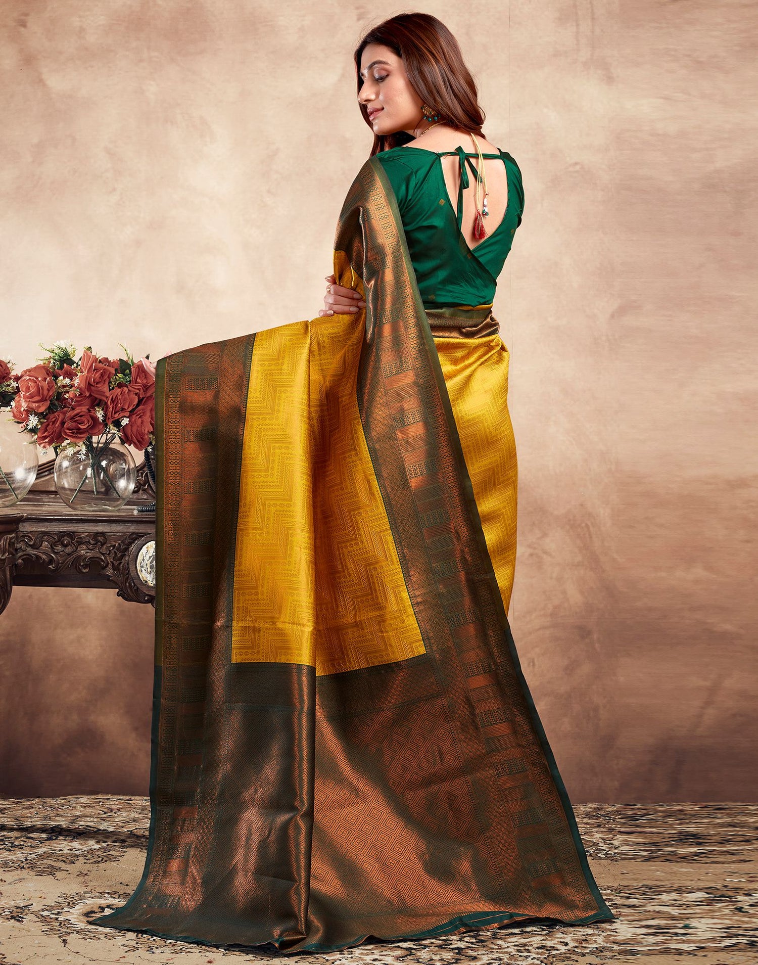 Turmeric Jacquard Silk Saree