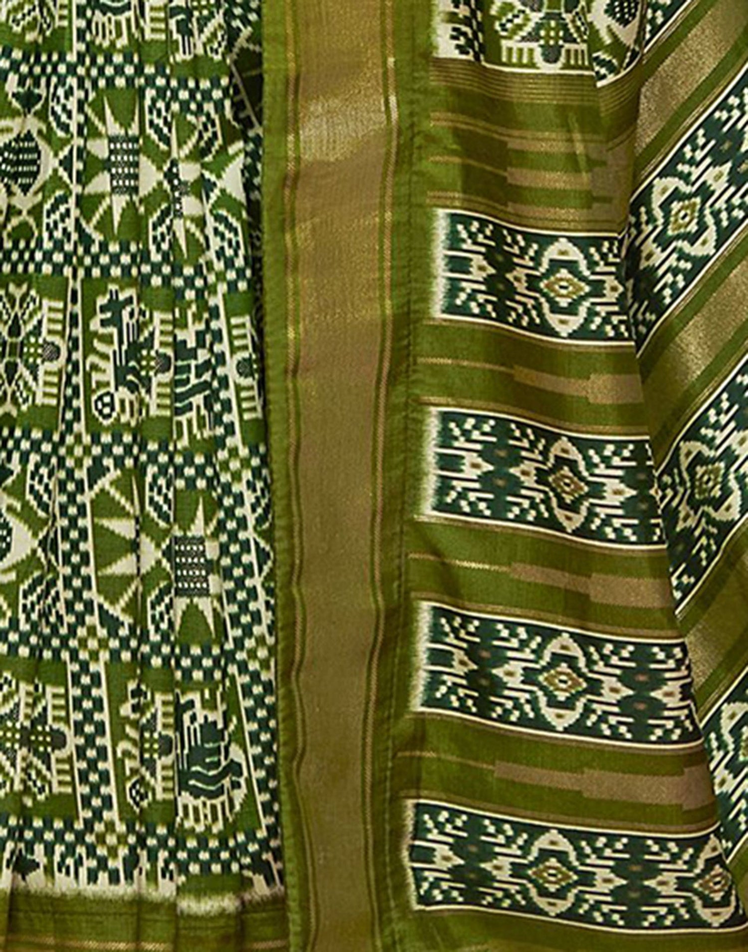 Mehandi Green Printed Silk Saree