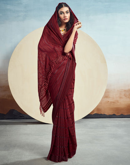 Maroon Plain Georgette Saree