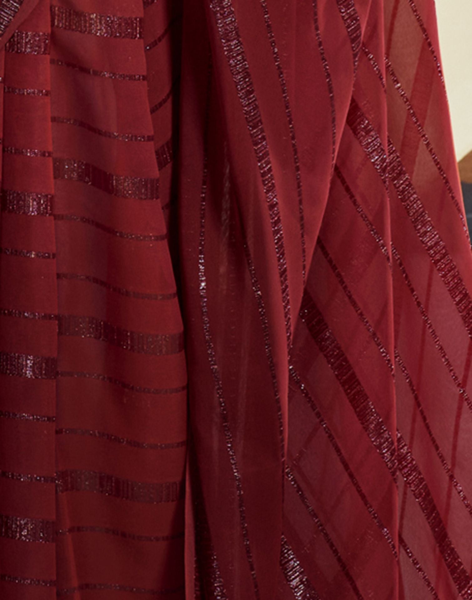 Maroon Plain Georgette Saree