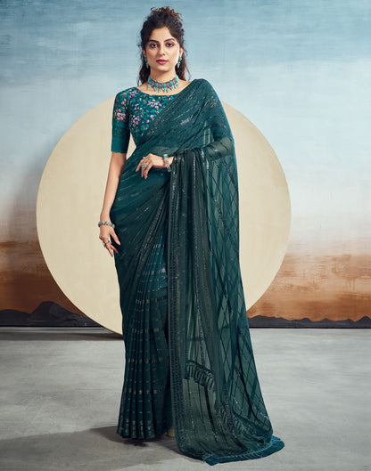 Rama Plain Georgette Saree